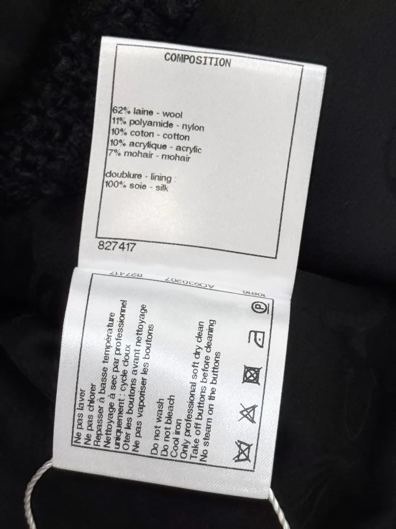 Chanel 2017 black tweed long coat