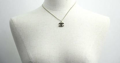 Chanel Vintage 07V Enamel Classic Black CC Light Gold Necklace