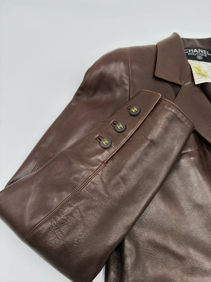 Chanel 94A Vintage Brown Leather Jacket