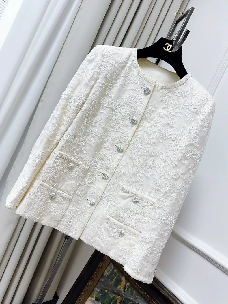 Chanel 20C ecru white lace jacket