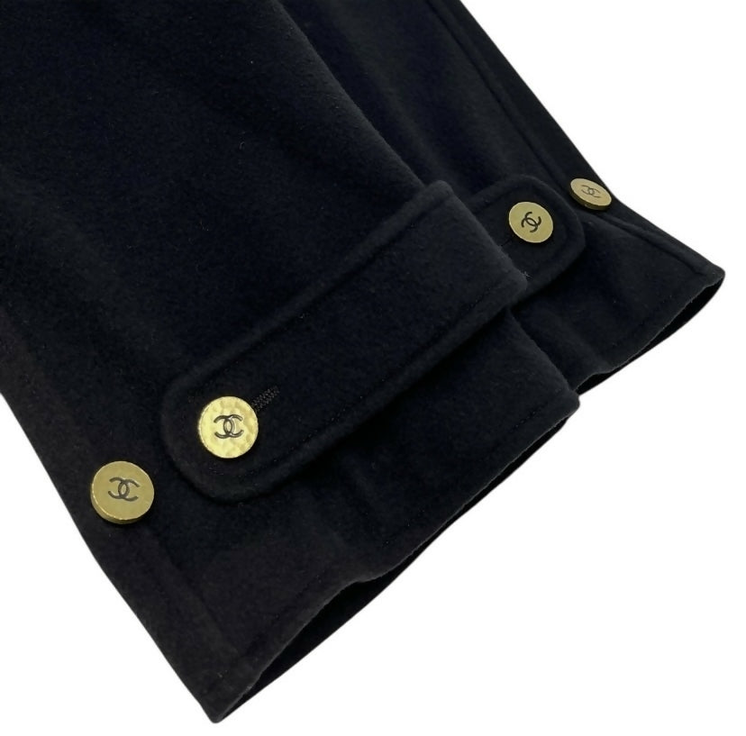 Chanel Vintage 94A Black Oversized Cashmere Long Jacket Coat FR 36