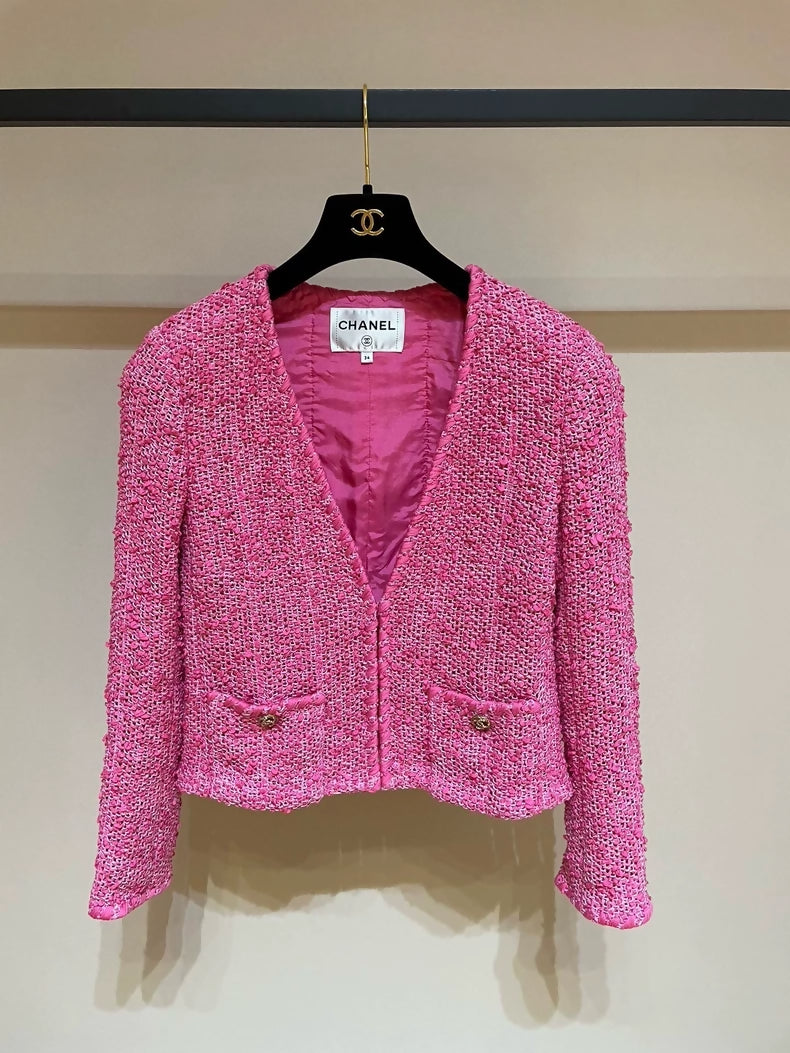 Chanel 21C tweed pink coat
