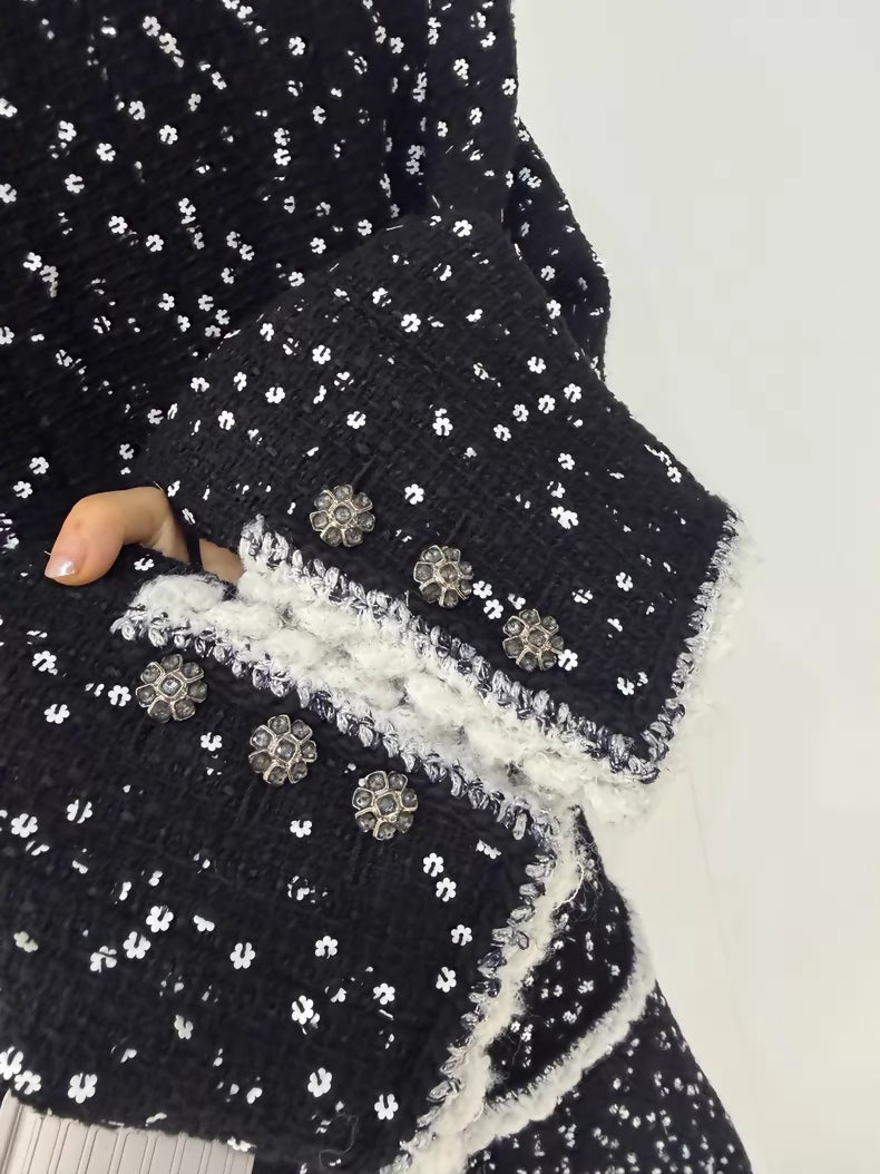 Chanel 23K black tweed sequined dress