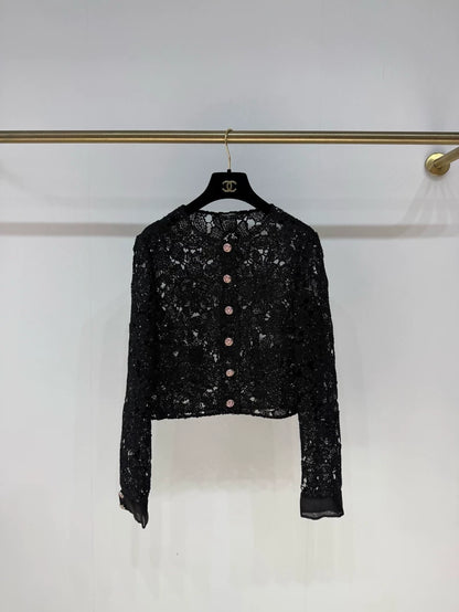 Chanel 24S black lace jacket