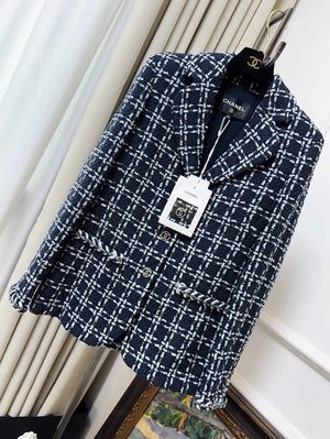Chanel 23B blue and white tweed jacket