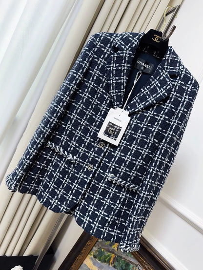 Chanel 23B blue and white tweed jacket
