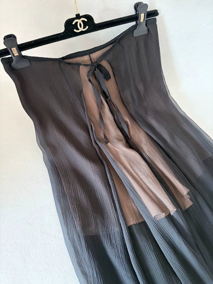 Chanel black silk skirt
