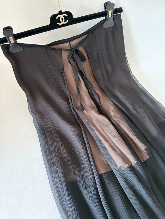Chanel black silk skirt