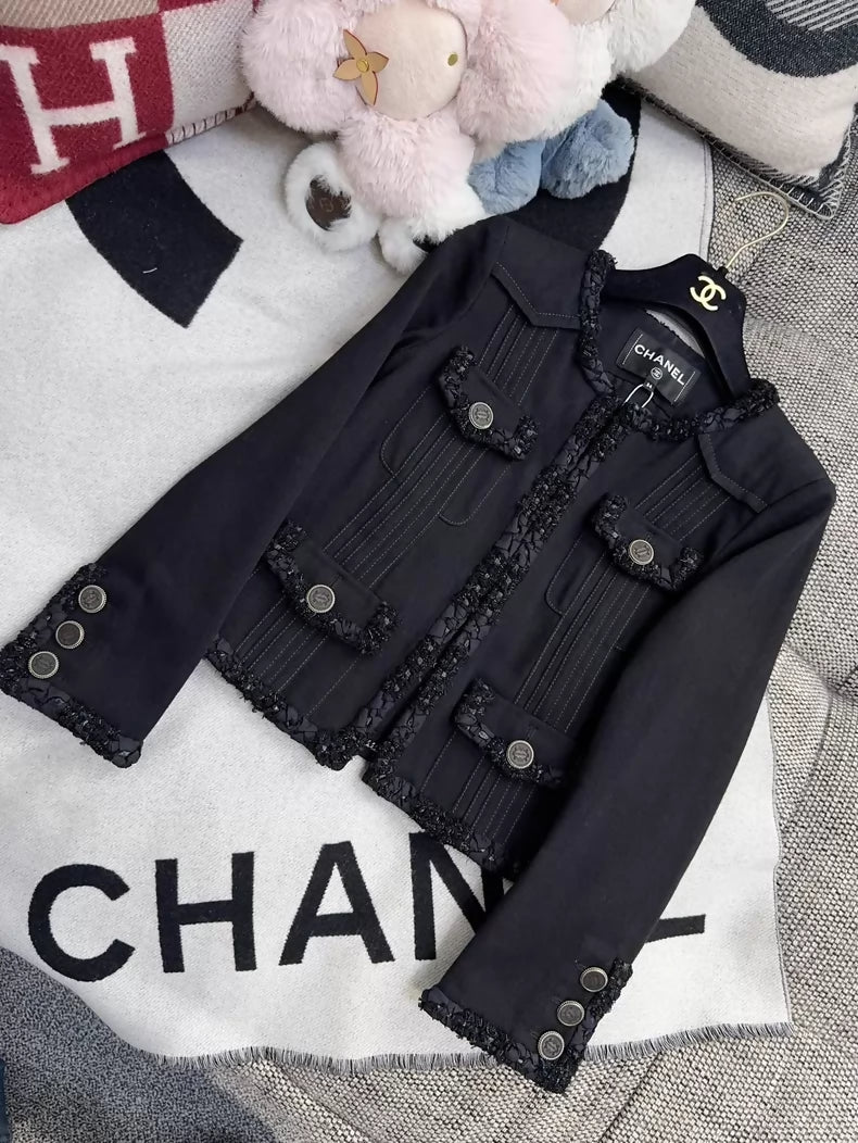 Chanel Cuban Collection Black Denim Jacket