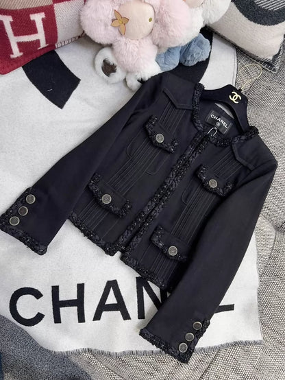 Chanel Cuban Collection Black Denim Jacket