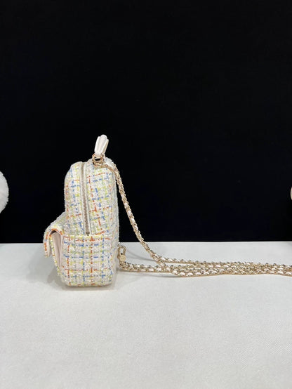 CHANEL 25C ecru/multicolor Tweed Mini Backpack