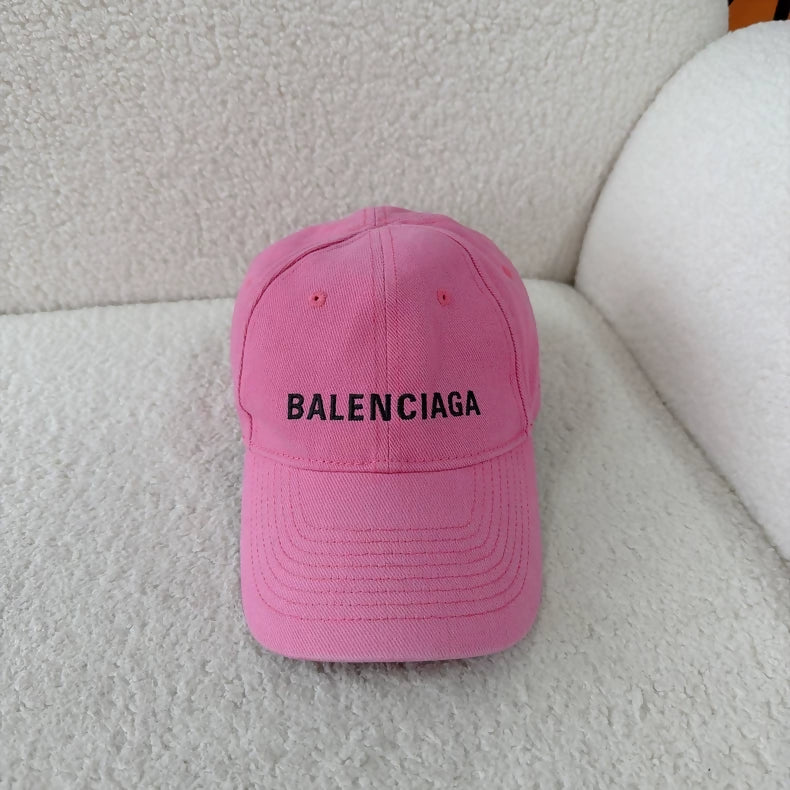 Balenciaga Pink Logo Embroidered Baseball Cap