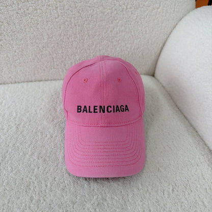 Balenciaga Pink Logo Embroidered Baseball Cap