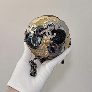 Chanel Pre-Fall 2024 Metallic Crystal Camellia Ball Minaudière