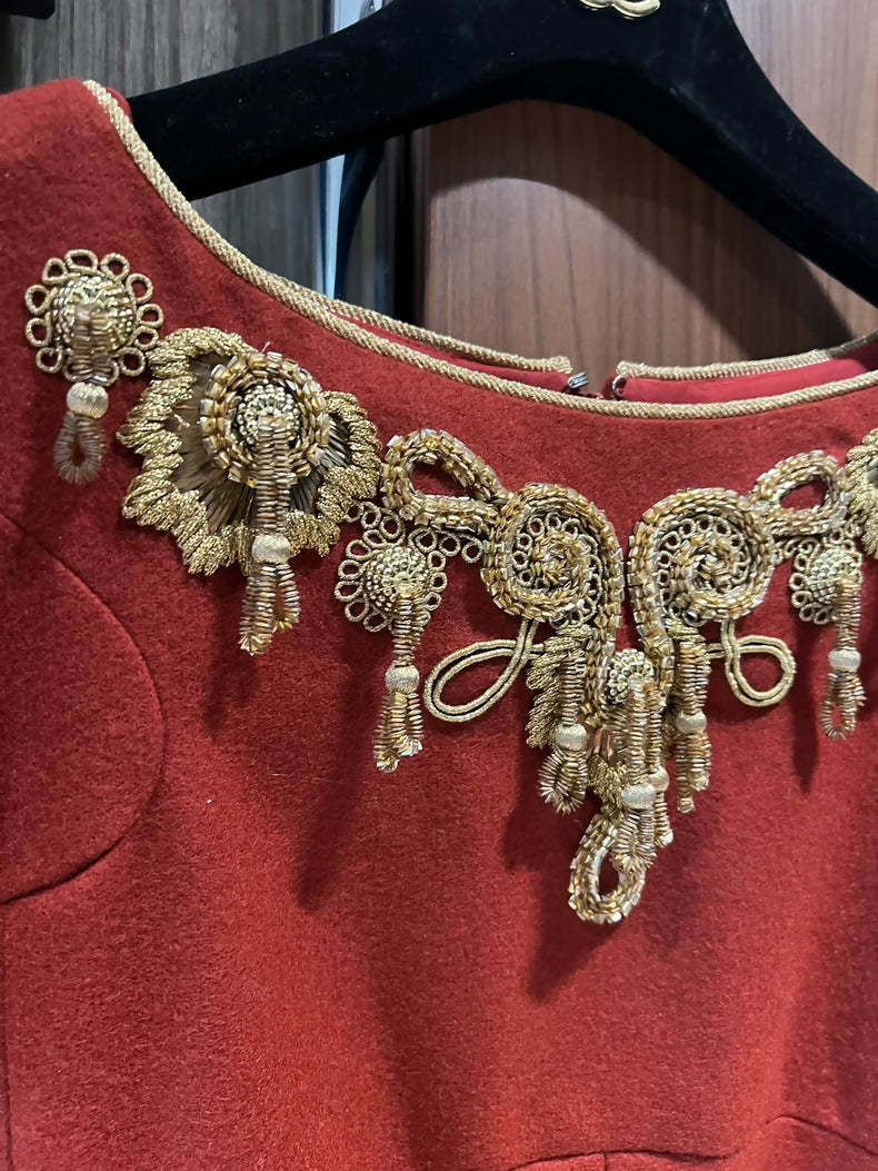 Chanel Paris Salzburg red gold dress