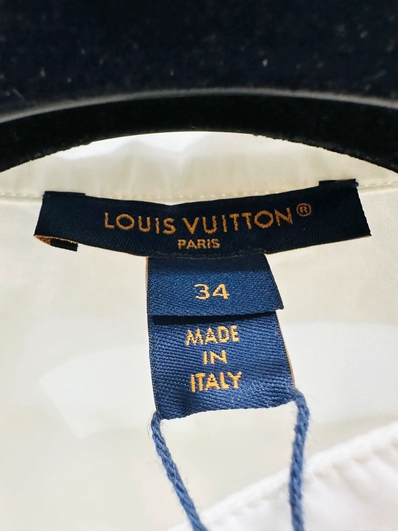 Louis Vuitton white puff sleeve shirt dress