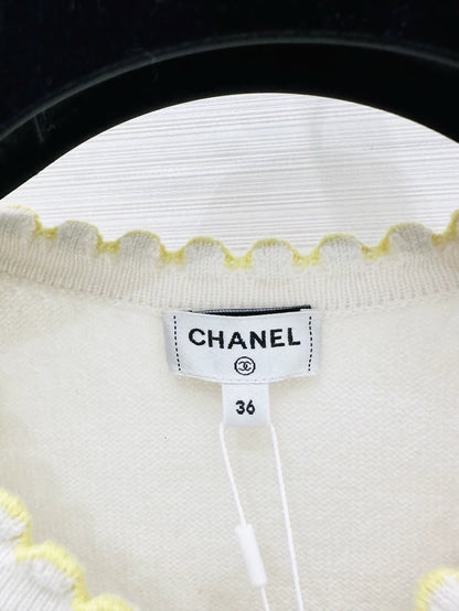 Chanel 25S white/yellow knit cardigan