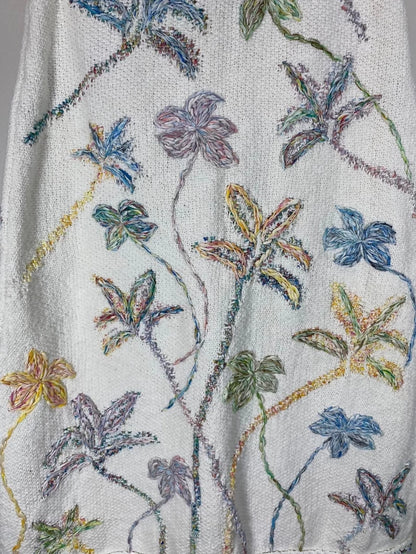 Chanel white Heavy Embroidery Floral Skirt