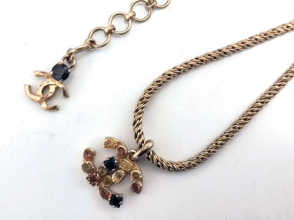 Chanel Vintage 01A Gripoix Multicoloured Coco Mark Necklace