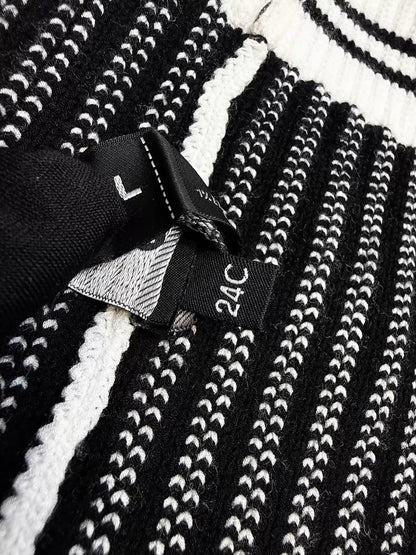 Chanel 24C white and black striped stockings