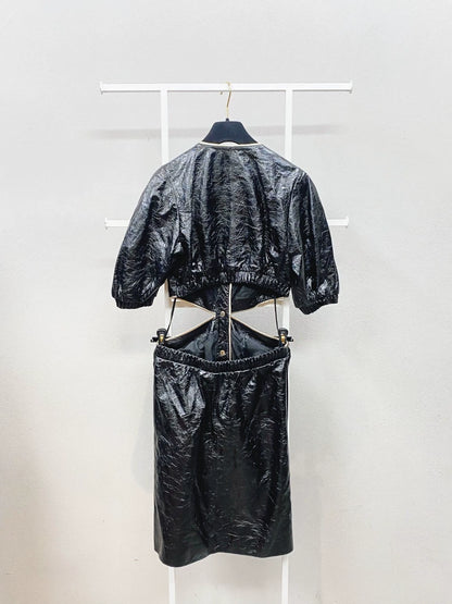 Chanel 22S black leather dress