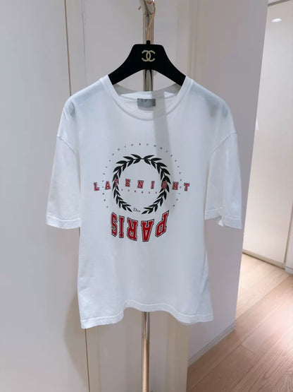 Christian Dior Paris Wheat Print Short-Sleeve T-Shirt
