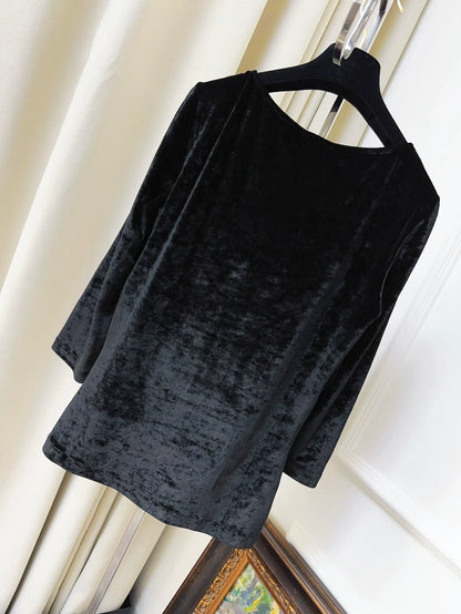 Chanel 25K black velvet bow top