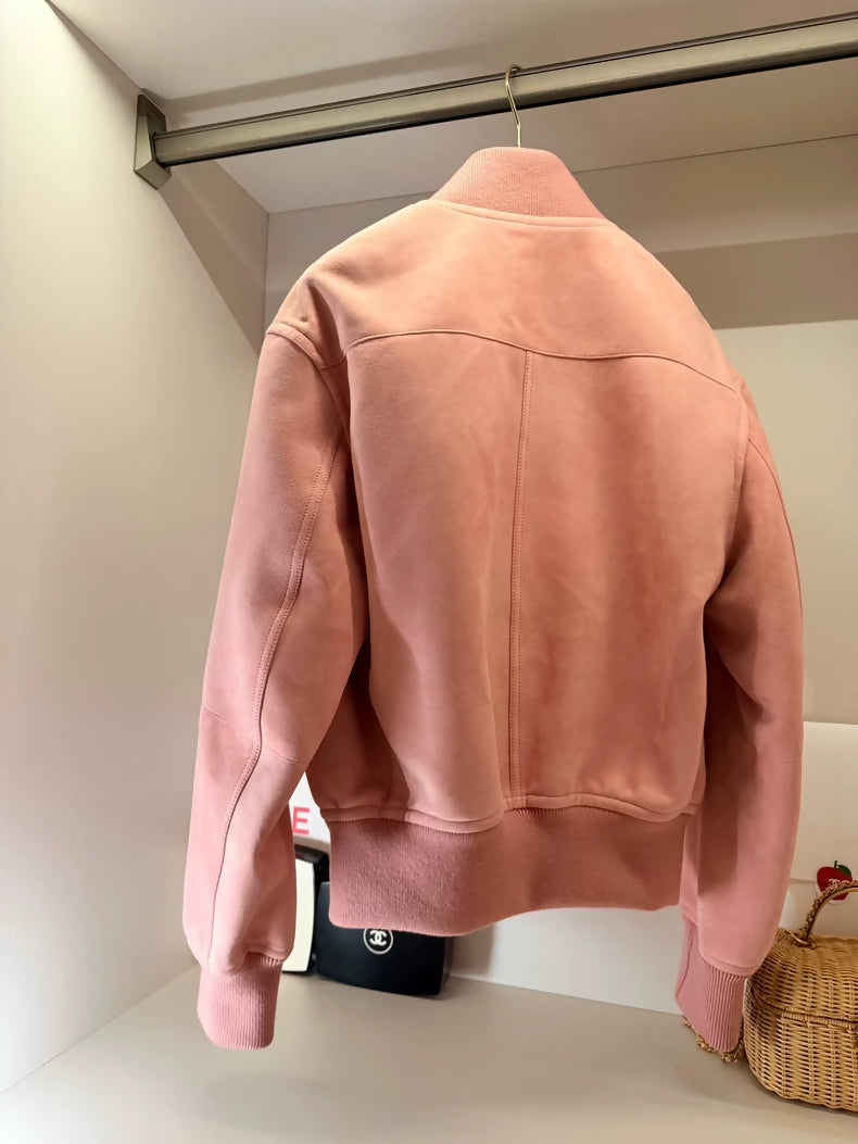 Chanel 26k pink suede leather jacket