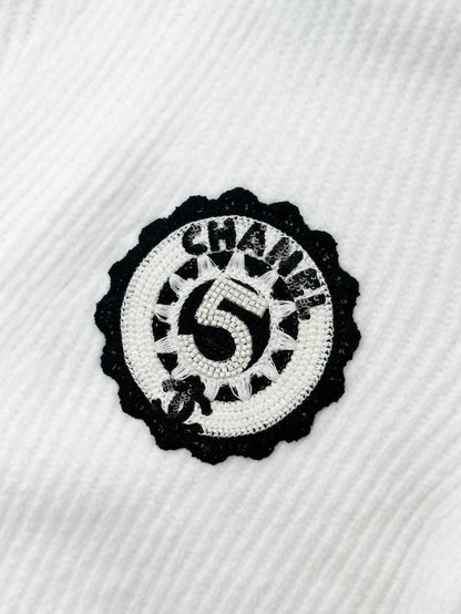 Chanel 23c White Terry knit cardigan number 5