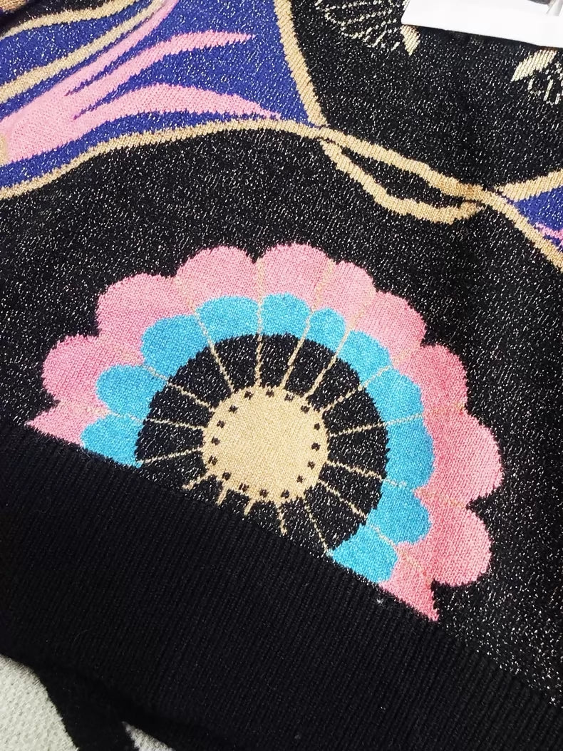 Chanel 19A Beetle Black and Pink Cashmere Sweater