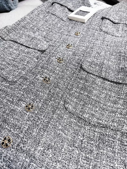 Chanel 24p grey tweed long dress