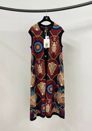 Chanel beetle print cashmere long vest