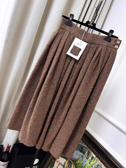 Chanel 25A brown tweed jacket and skirt