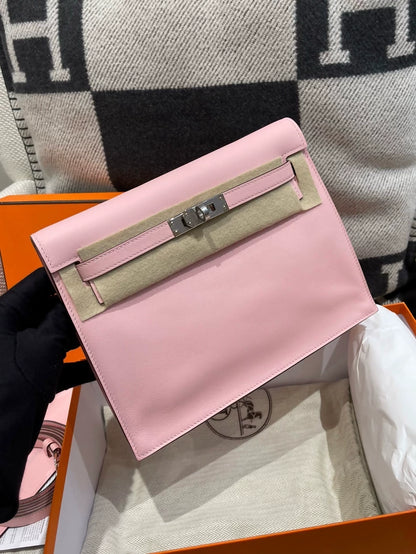Hermes Kelly danse 3Q Pink Swift Leather palladium hardware