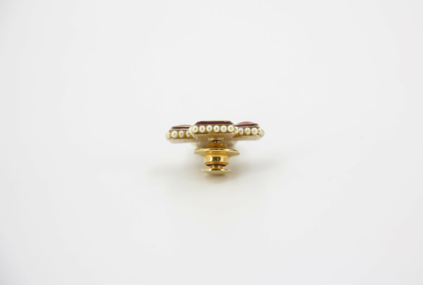 Chanel Vintage 03A Gripoix Red-Orange Imitation Pearl Cross Brooch