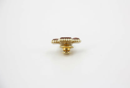 Chanel Vintage 03A Gripoix Red-Orange Imitation Pearl Cross Brooch