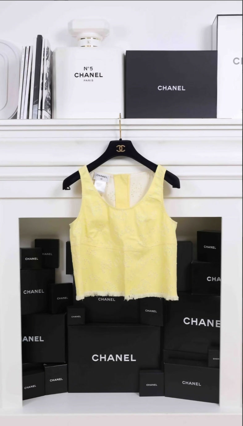 Chanel 2006 Spring/Summer Yellow CC Top 
Skirt Set