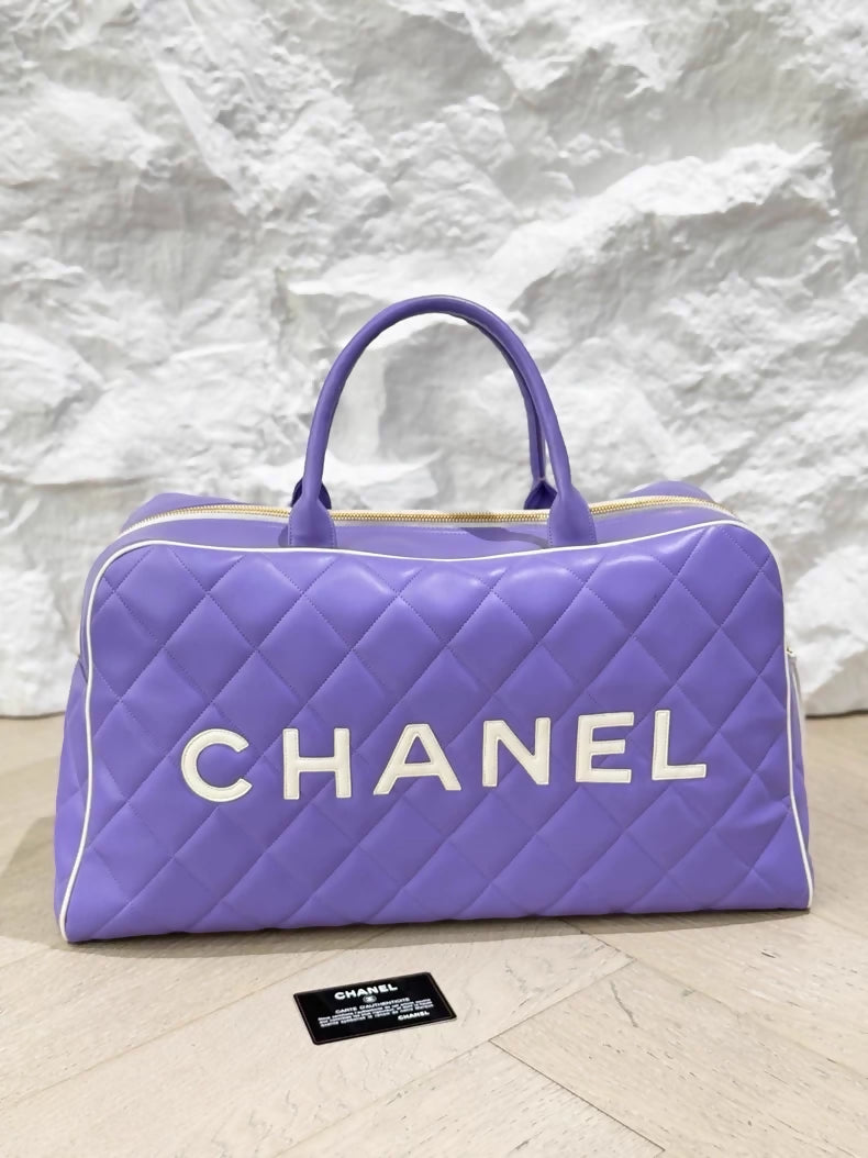 Vintage Chanel purple XL bowling bag