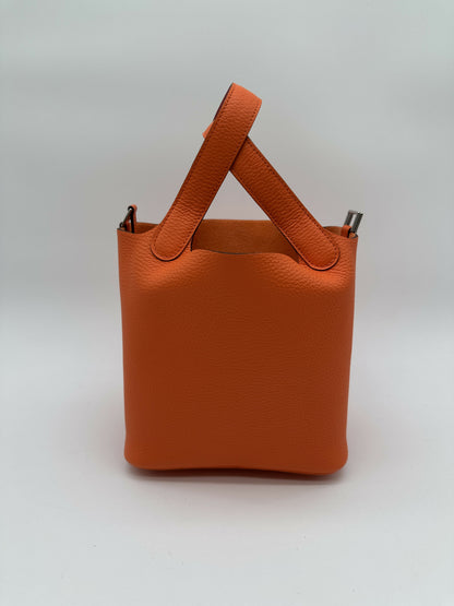 Hermès Picotin 18 Eclat Clemence/Swift Orange Minium/Rose Azalee W