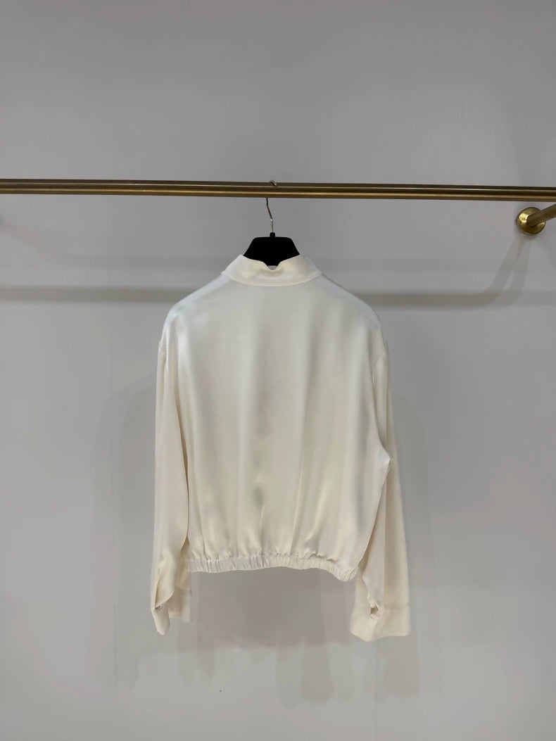 Chanel 24S ecru mulberry silk satin shirt