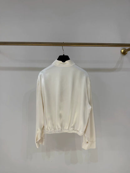 Chanel 24S ecru mulberry silk satin shirt