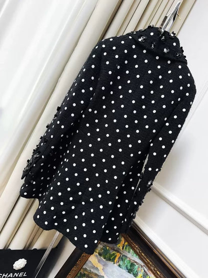 Chanel 23S black and white polka dot jacket