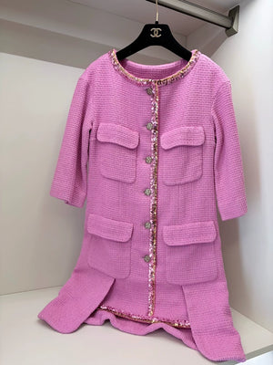 Chanel 22S Pink Tweed Coat Dress