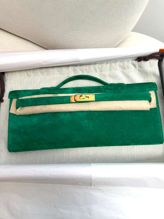 Hermes Kelly Cut Cactus Suede Gold hardware