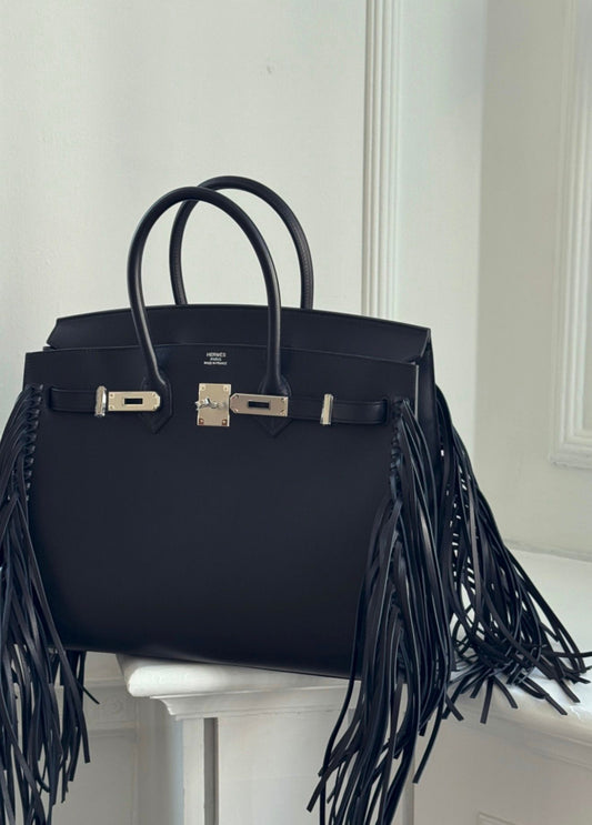 Hermes Birkin Sellier 35 Anate in Noir Evergrain Palladium hardware