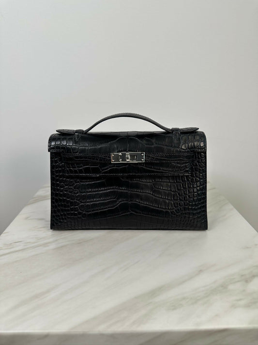 Hermès Kelly Pochette Black Matte PHW K 2025