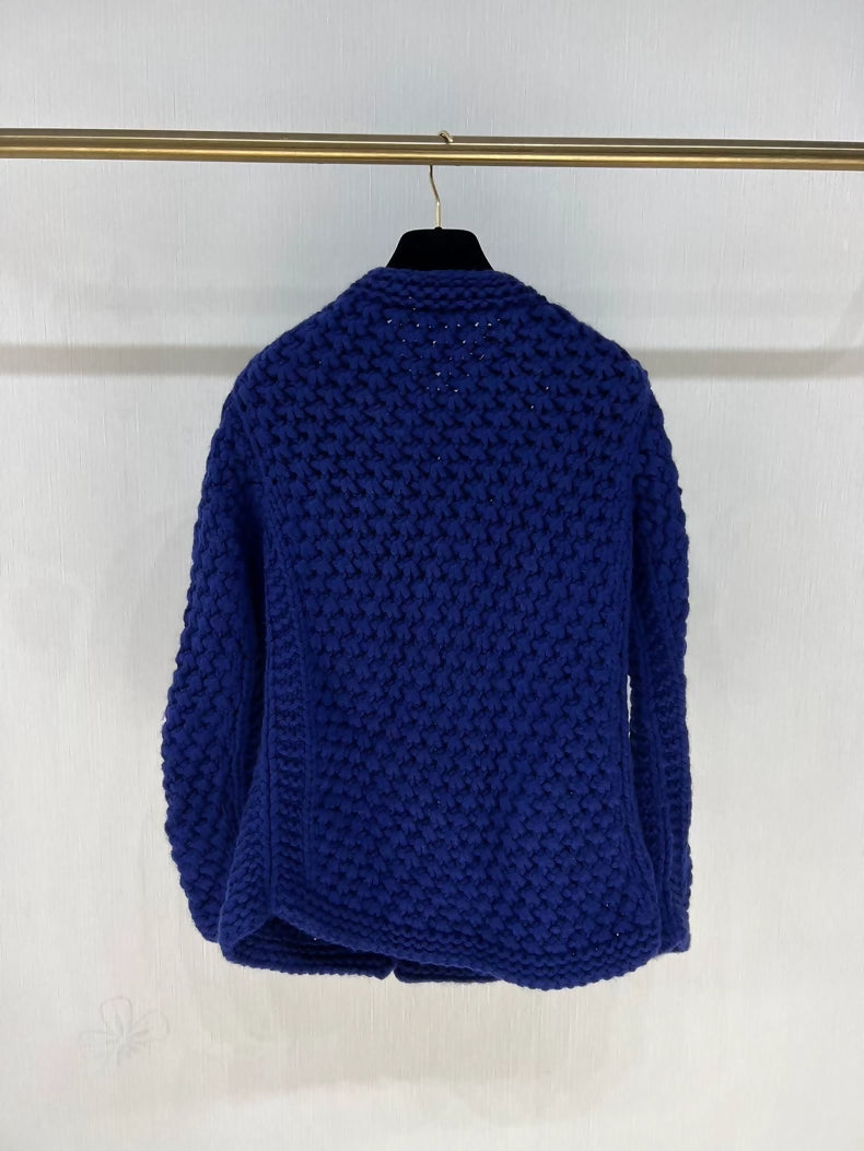 Chanel 22A Royal Blue Knit Cardigan