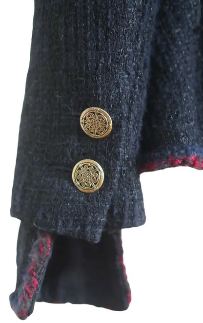 CHANEL ICONIC 10A PARIS-SHANGHAI BLACK TWEED BRAIDED TRIM CUFFS JACKET FR 38
