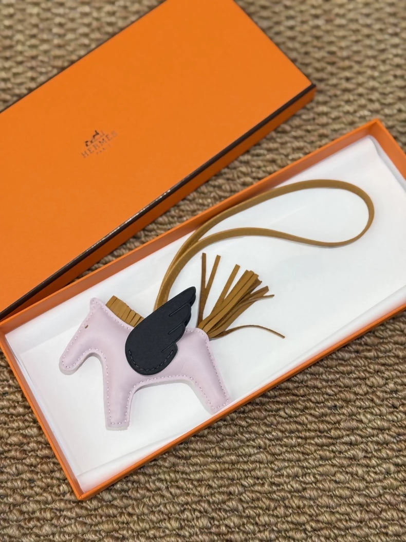 Hermes Pegasus Pony Charm in Mallow Purple/Sesame/Ebony