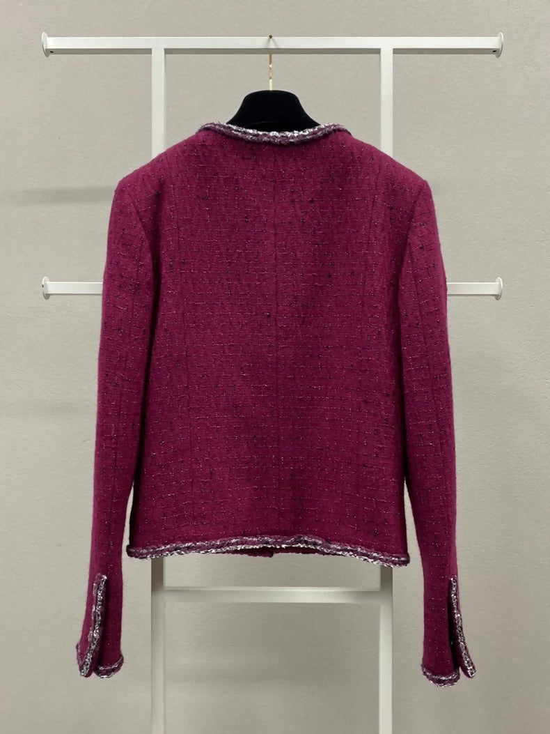 Chanel 22A Limited Edition Burgundy Tweed Jacket